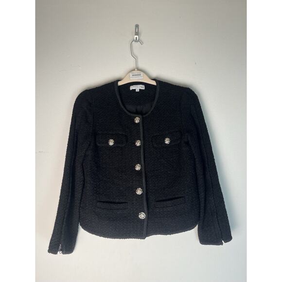 rtr $595 Derek Lam Collective Tweed Black Jacket Sz 42 /6 marled preppy blazer - Picture 1 of 5